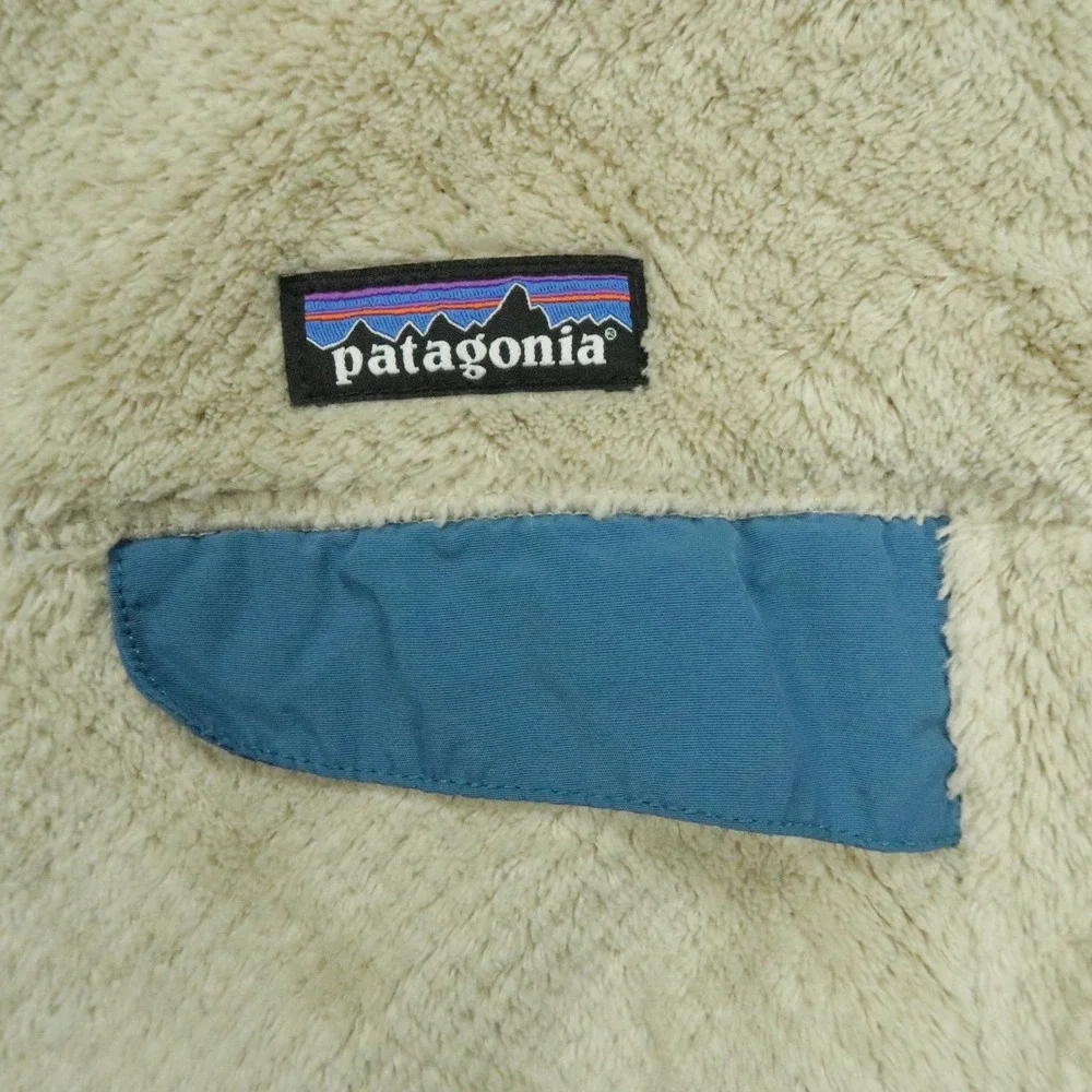 Patagonia Sweater Womens Small Beige Blue Re-Tool Snap-T Pullover Fleece